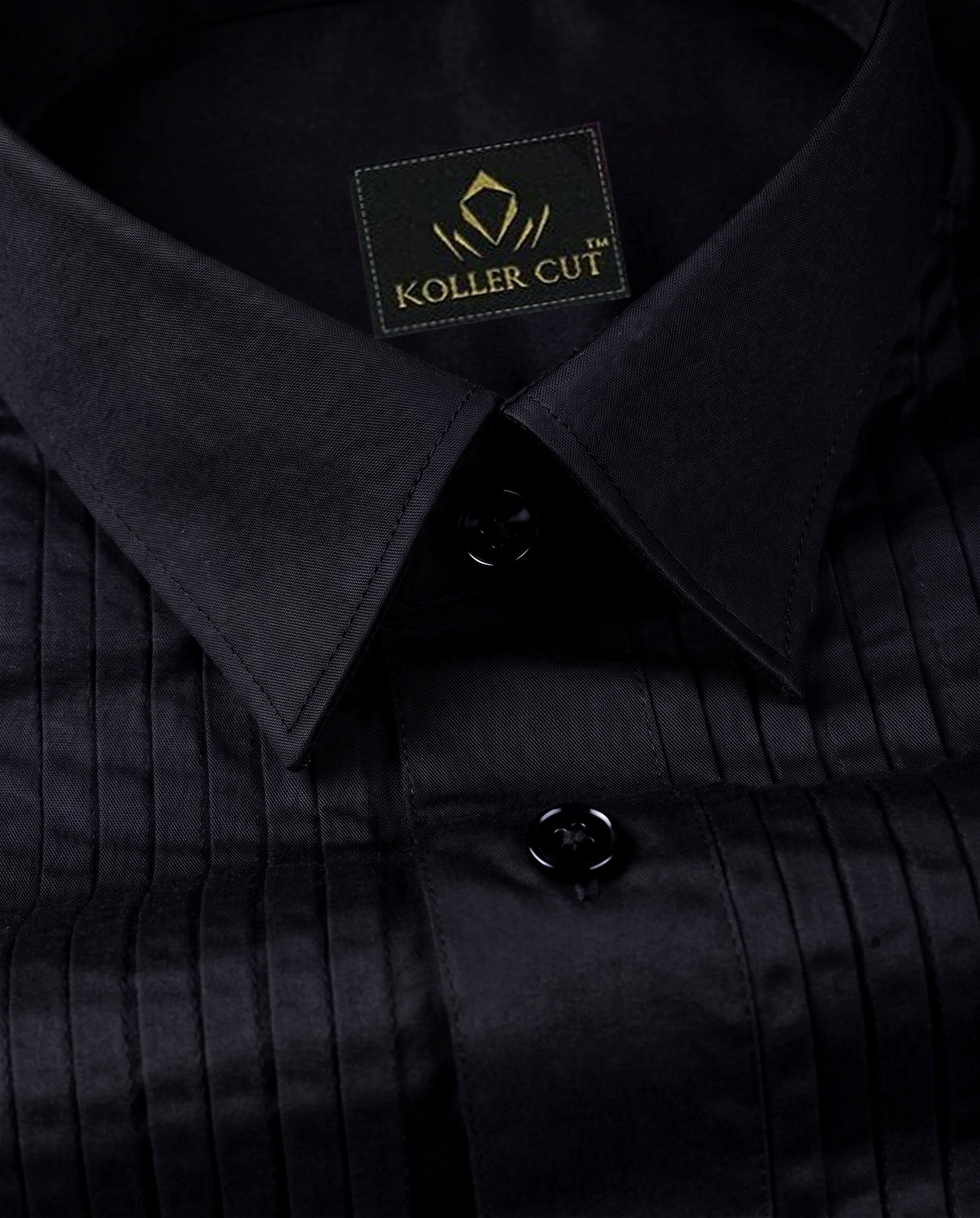 Grease Black Giza Cotton Tuxedo Shirt
