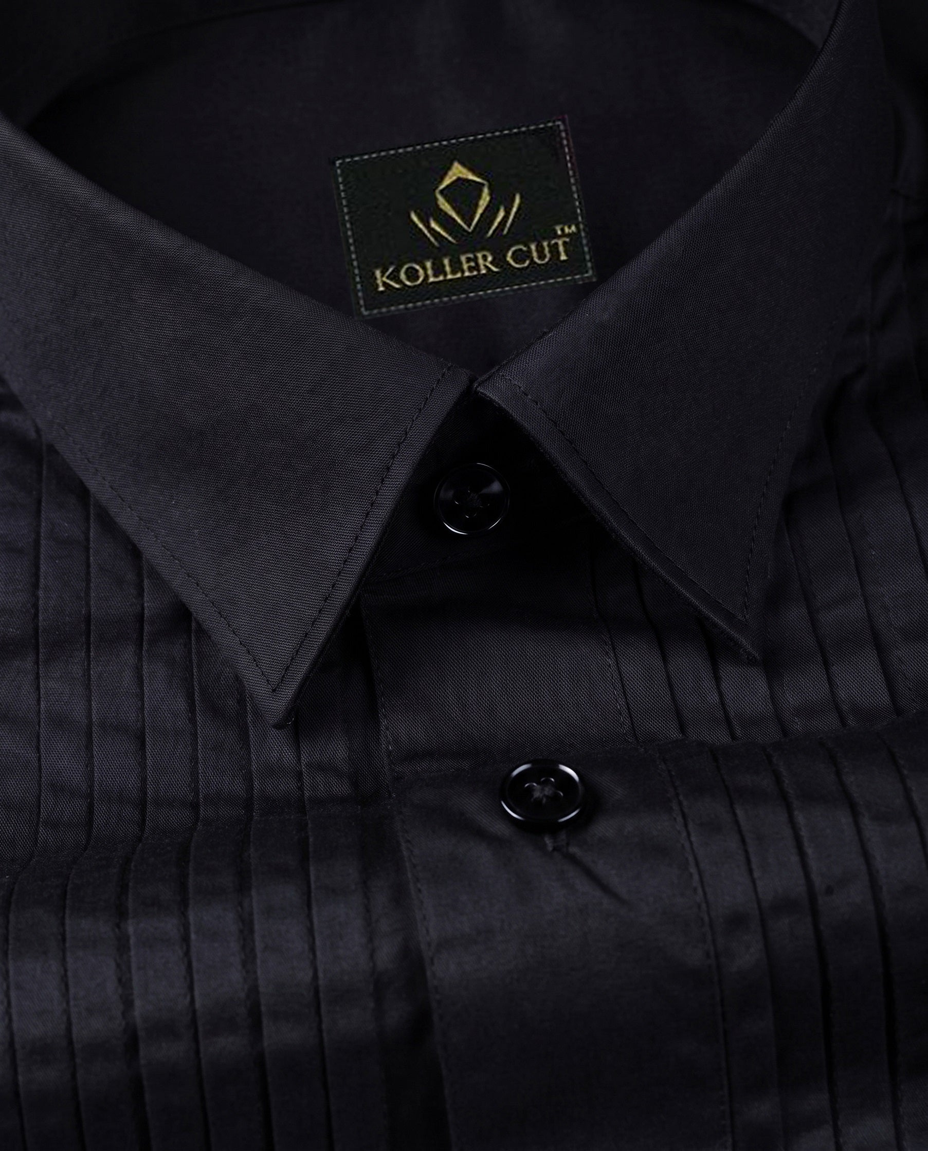 Grease Black Giza Cotton Tuxedo  Shirt