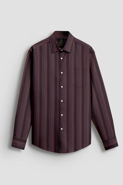 Black With Garnet Red and Beige with Moon White Dash Stripes 2 Ply Giza Cotton Shirt