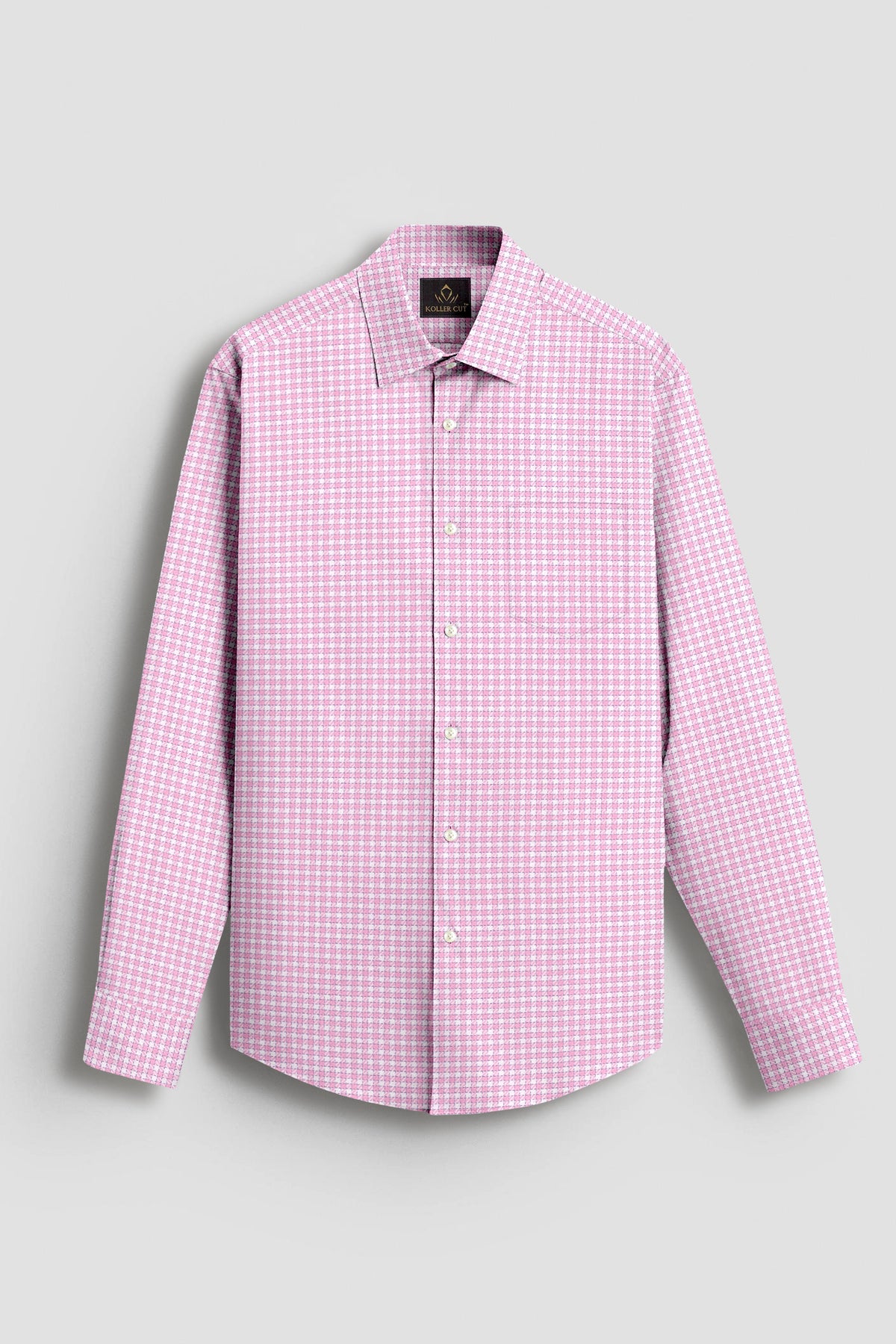 Azalea Pink and Milk White Gingham Shepherd Checks 2 Ply Giza Cotton Shirt