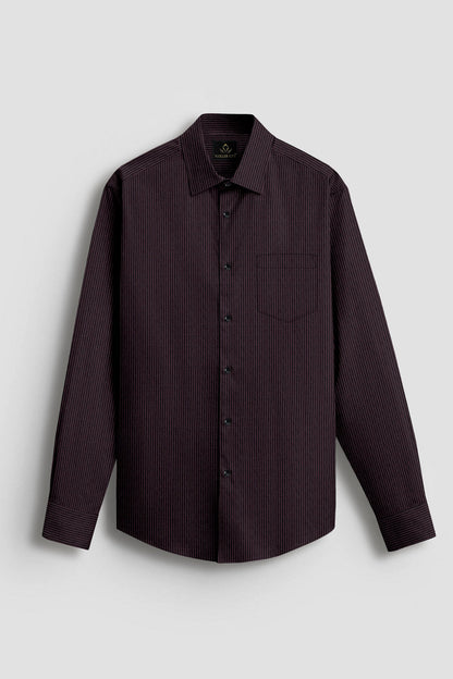 Jade Black and fuchsia Red Herringbone Stripes Oxford Cotton Shirt
