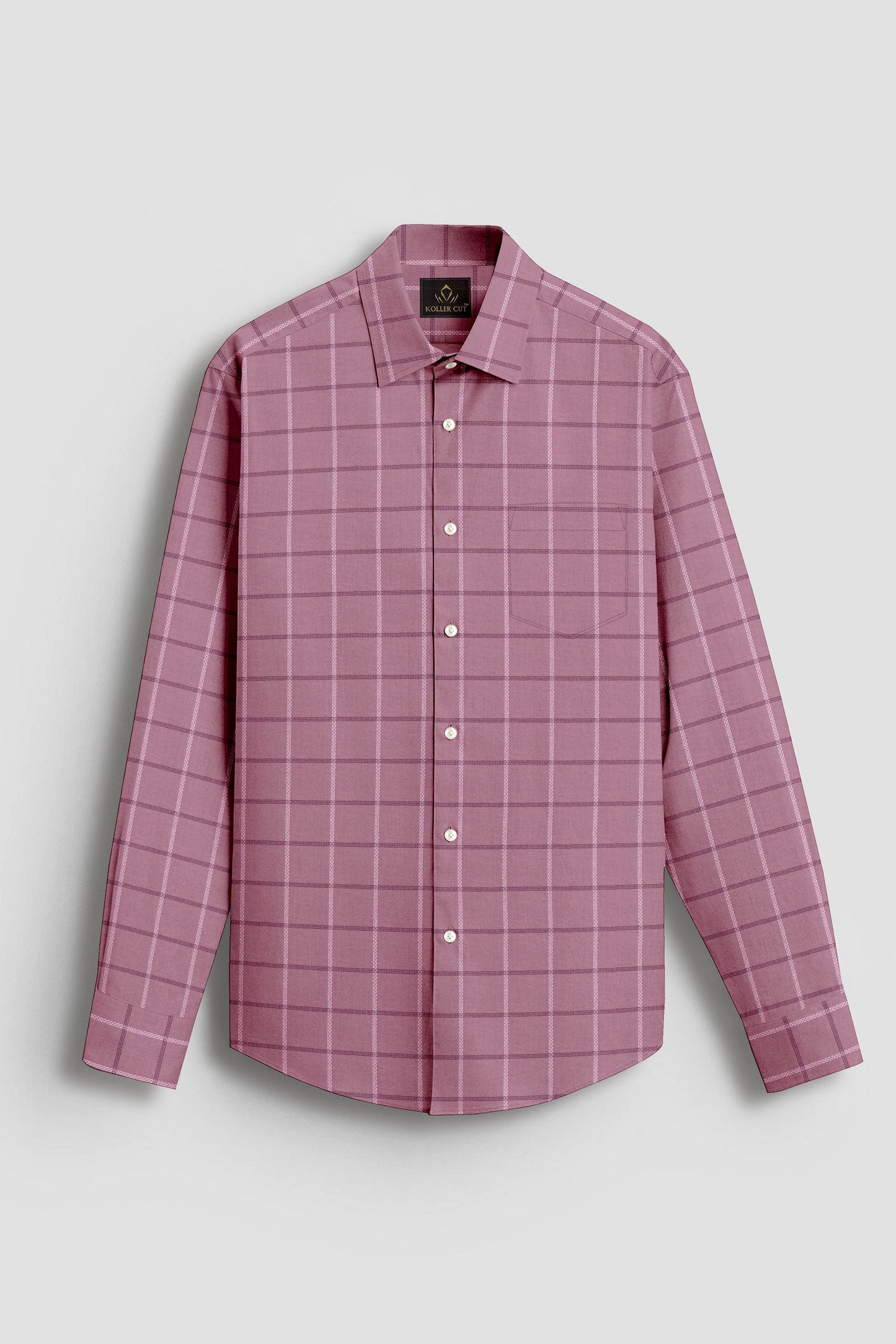 Polignac Pink with White and Rhubarb Red Checks Cotton Shirt
