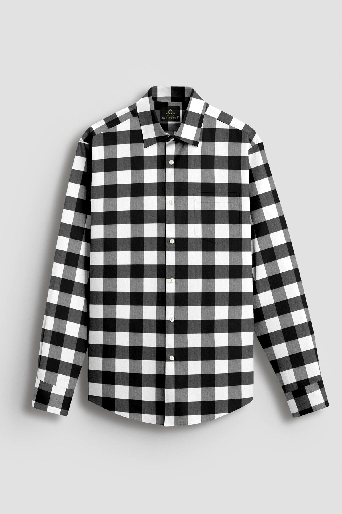 White and Carbon Black Buffalo Checks Cotton Shirt