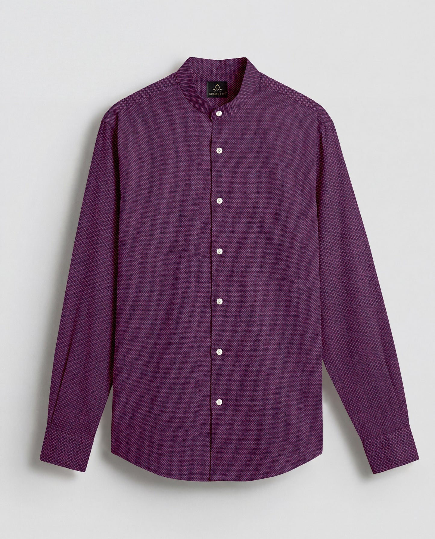 Gloxinia Purple Two Toned Mandarin Collar Premium Oxford Cotton Shirt