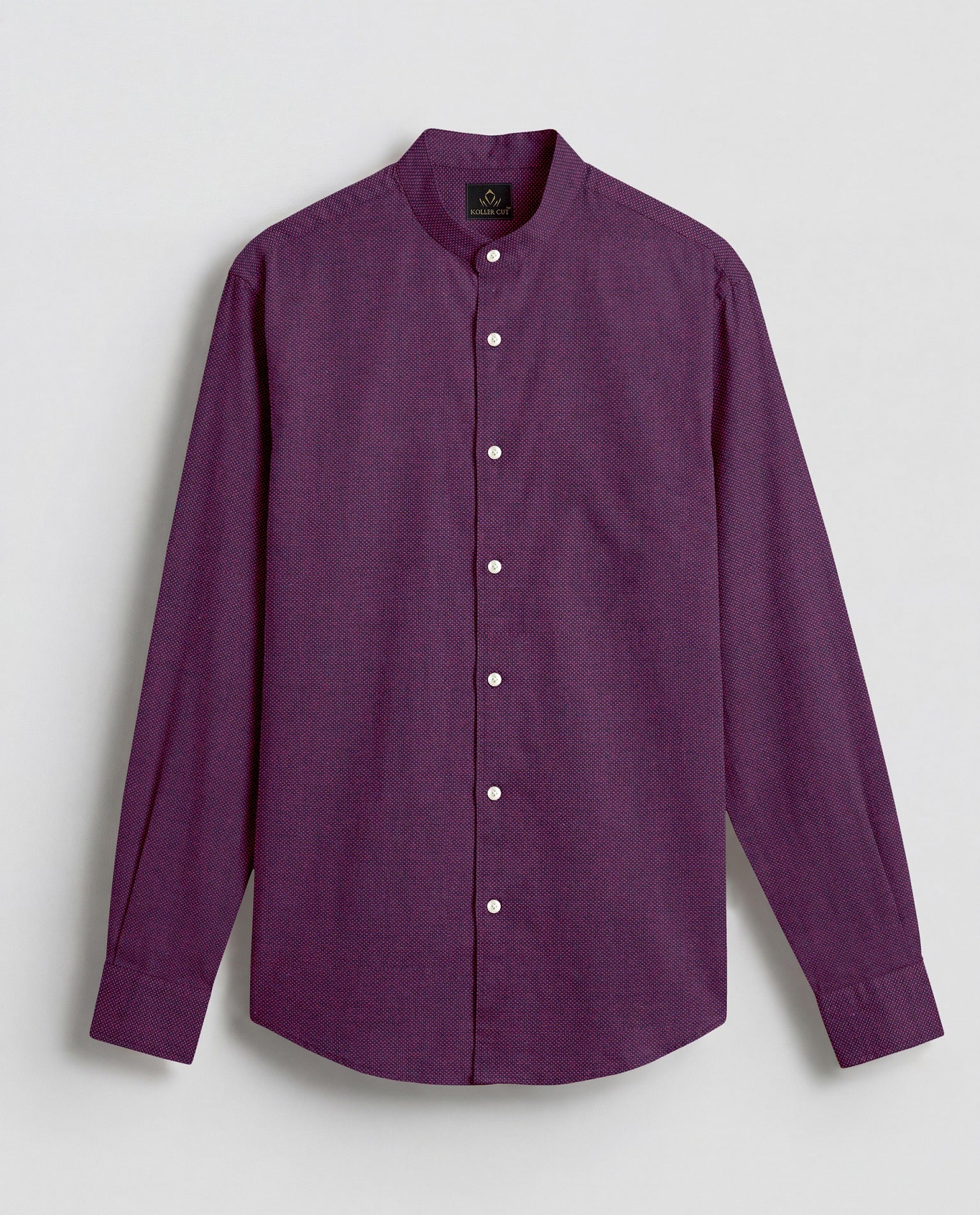 Gloxinia Purple Two Toned Mandarin Collar Premium Oxford Cotton Shirt