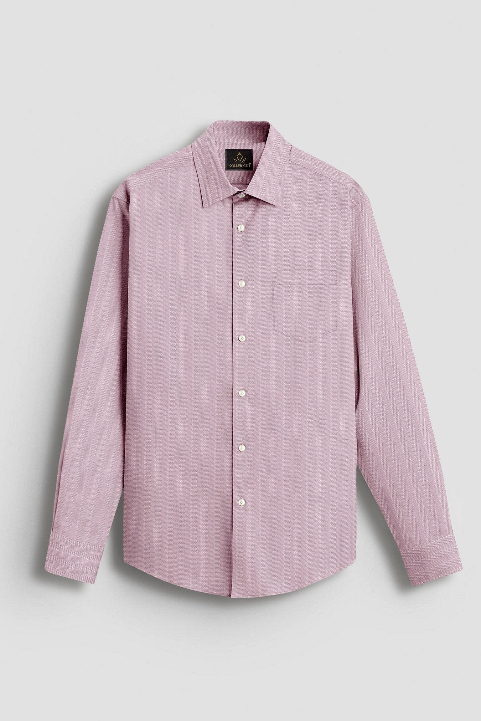Valerian Pink Chevron Stripes 2 ply Cotton Shirt  