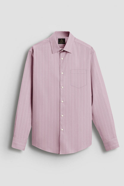 Valerian Pink Chevron Stripes 2 ply Cotton Shirt  
