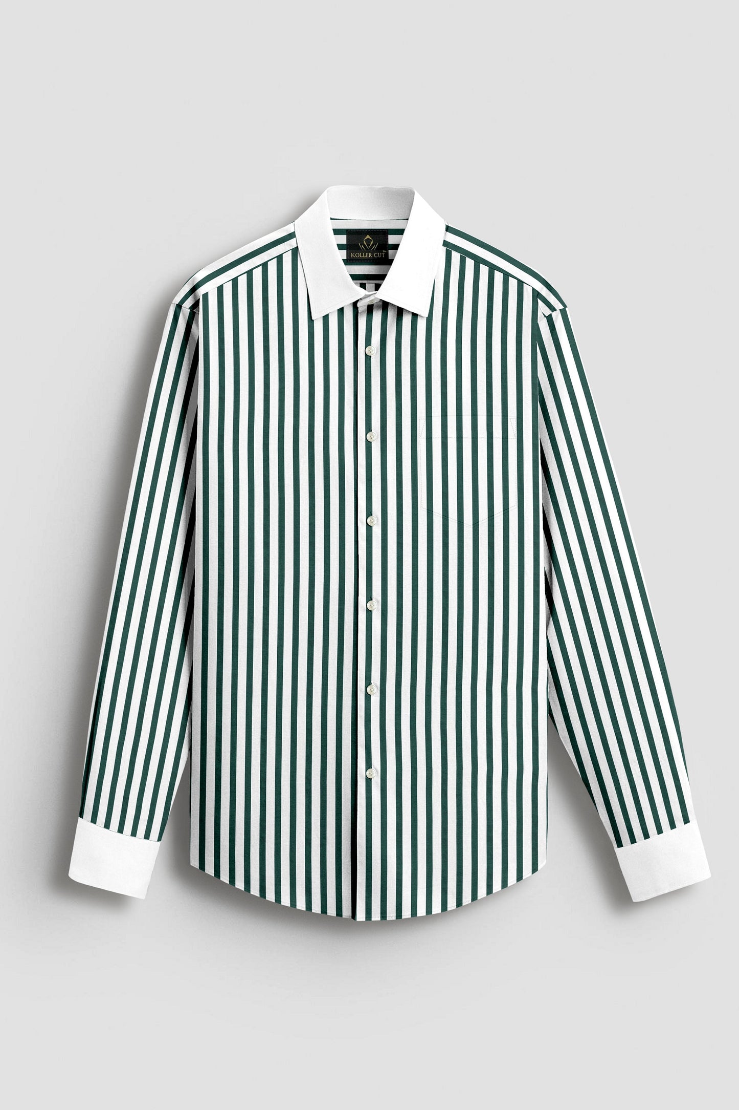 Everglade Forest Green Candy Stripes Designer Cotton Shirt