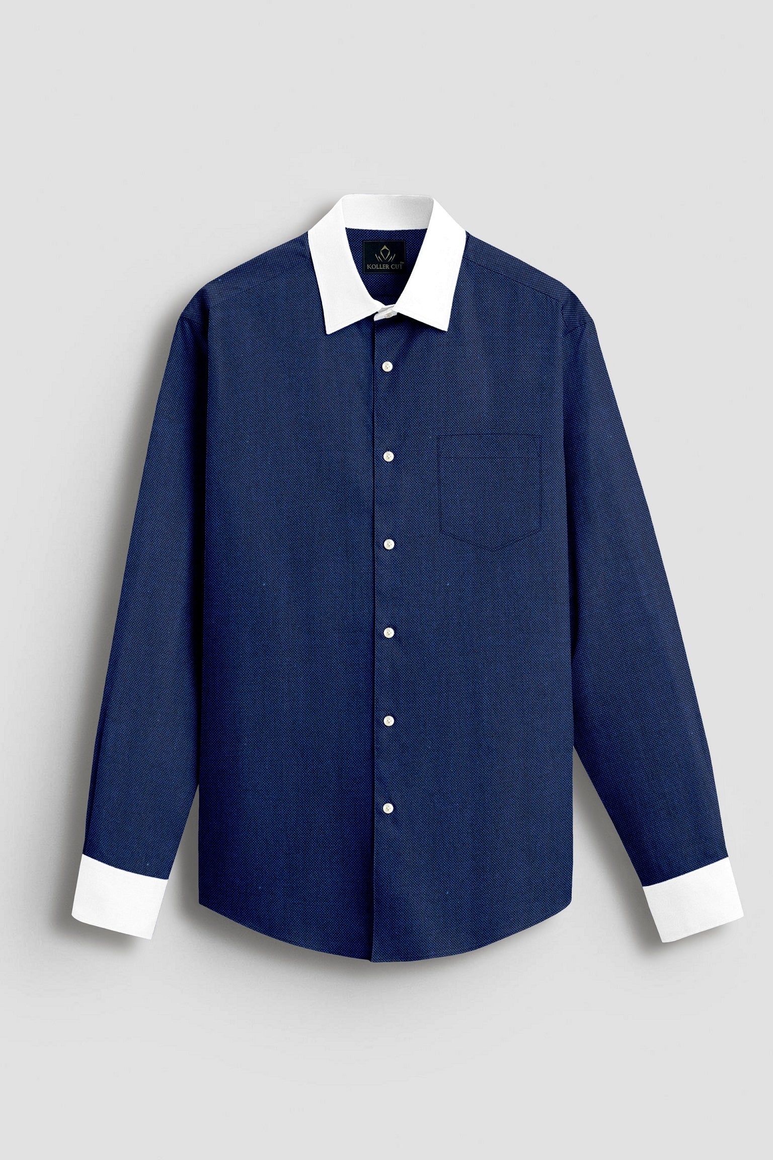 Estate Blue Two Toned Premium Oxford Designer Cotton Shirt