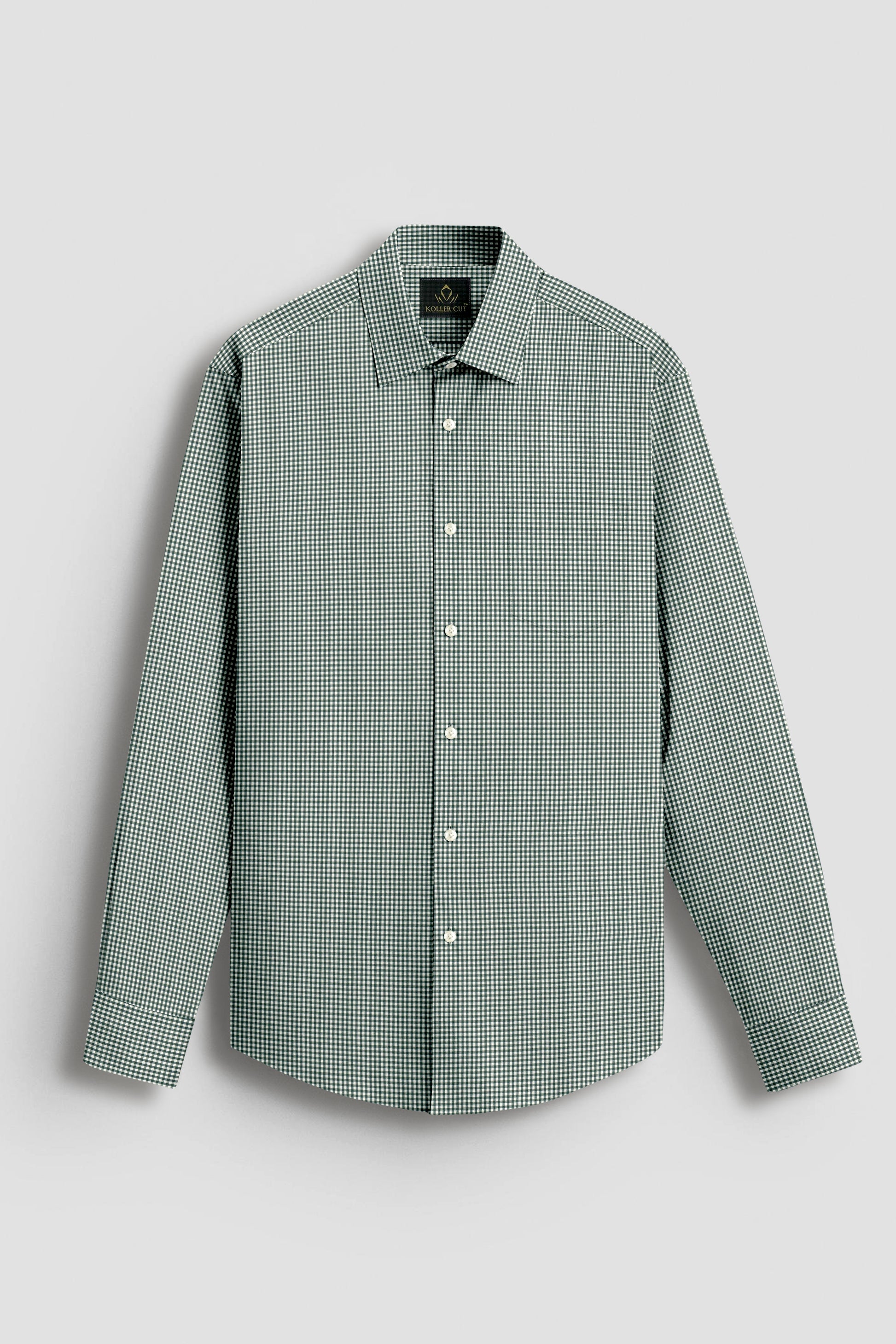 Foliage Green and White Checks Cotton Shirt