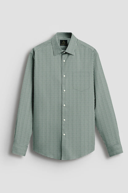 Foliage Green and White Checks Cotton Shirt