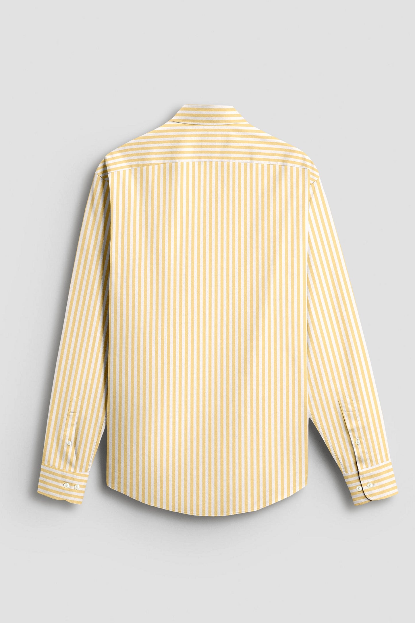 White and Cornsilk Yellow Candy Stripes Oxford Cotton Shirt