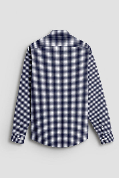 Berryblue and Porcelain White Gingham Checks Cotton Shirt