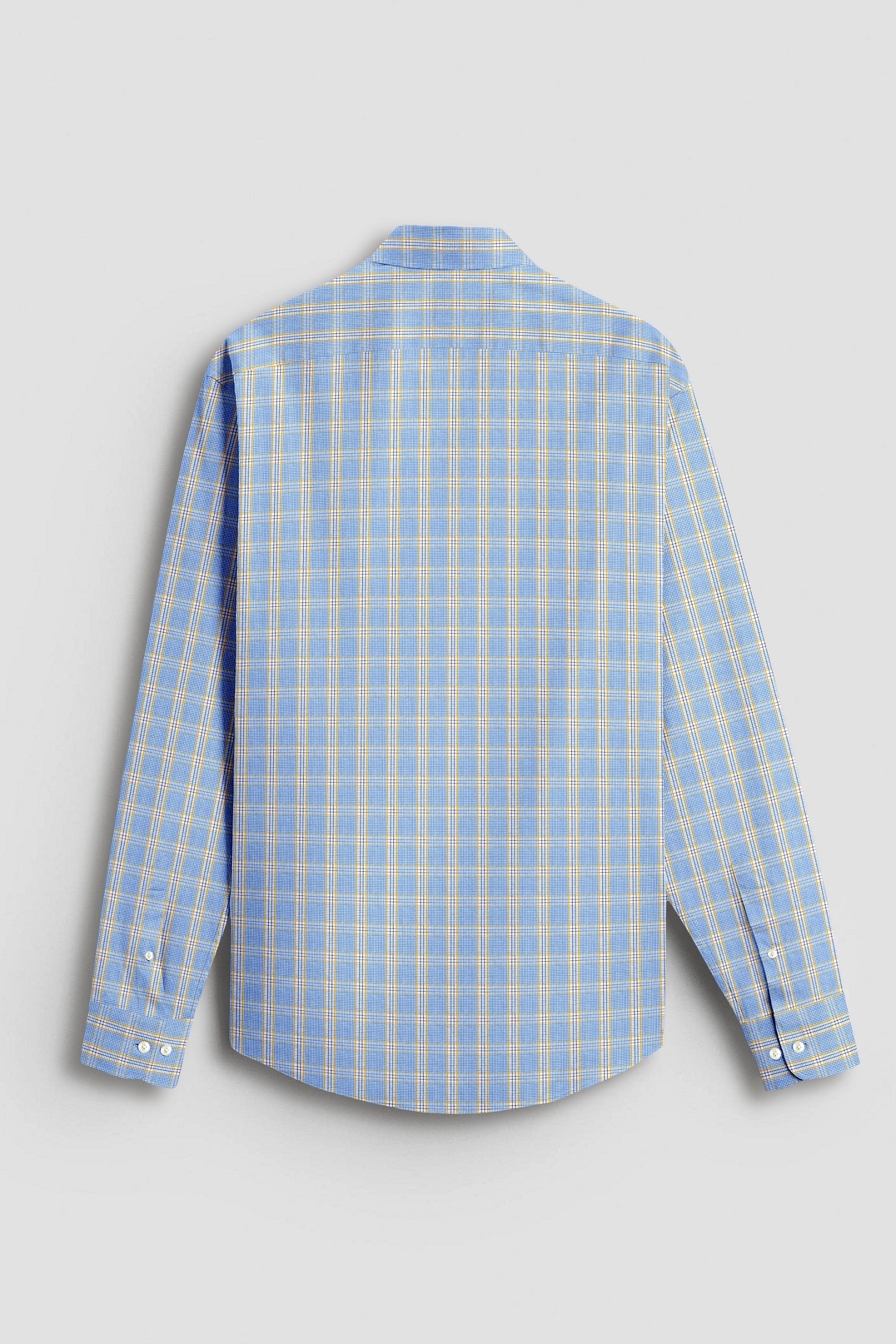 White with Paradise Blue and Goldfinch Yellow Checks Cotton Shirt