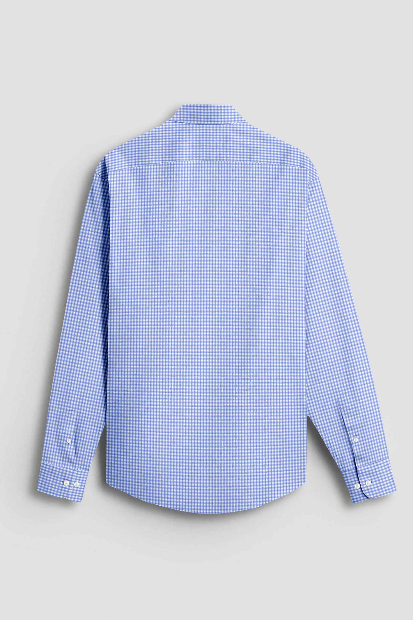 Neptune Blue and White Gingham Checks Cotton Shirt
