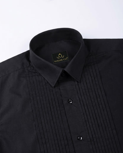 Grease Black Giza Cotton Tuxedo  Shirt
