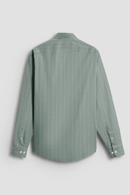 Foliage Green and White Checks Cotton Shirt