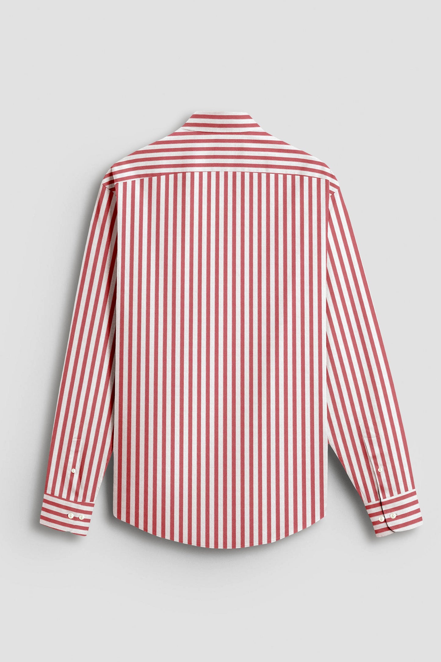 Sandalwood Red And Milky White Stripes Oxford Structured Cotton Shirt