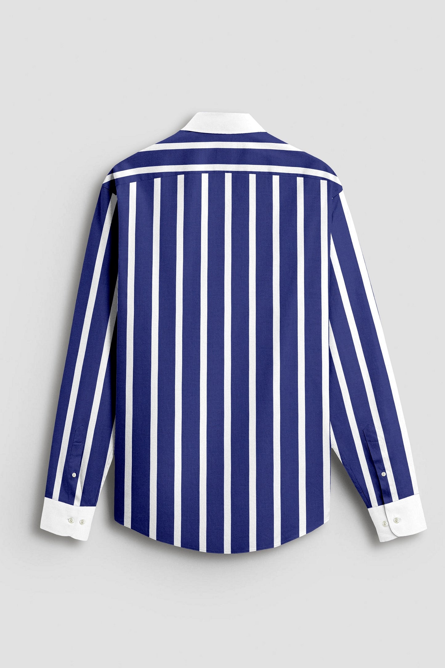 Regal Blue with White Wide Chalk Stripes Designer Cotton Shirt