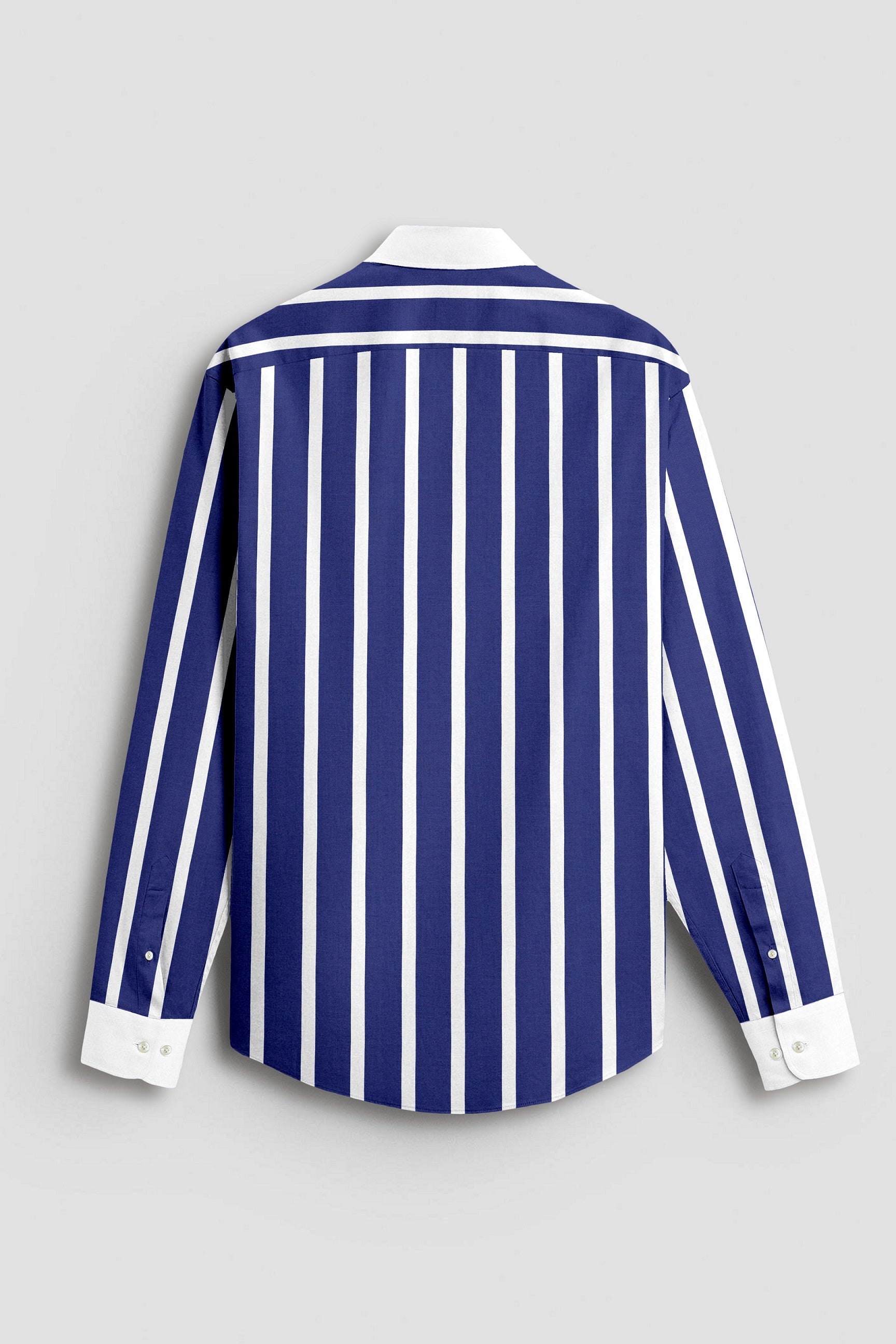 Regal Blue with White Wide Chalk Stripes Designer Cotton Shirt