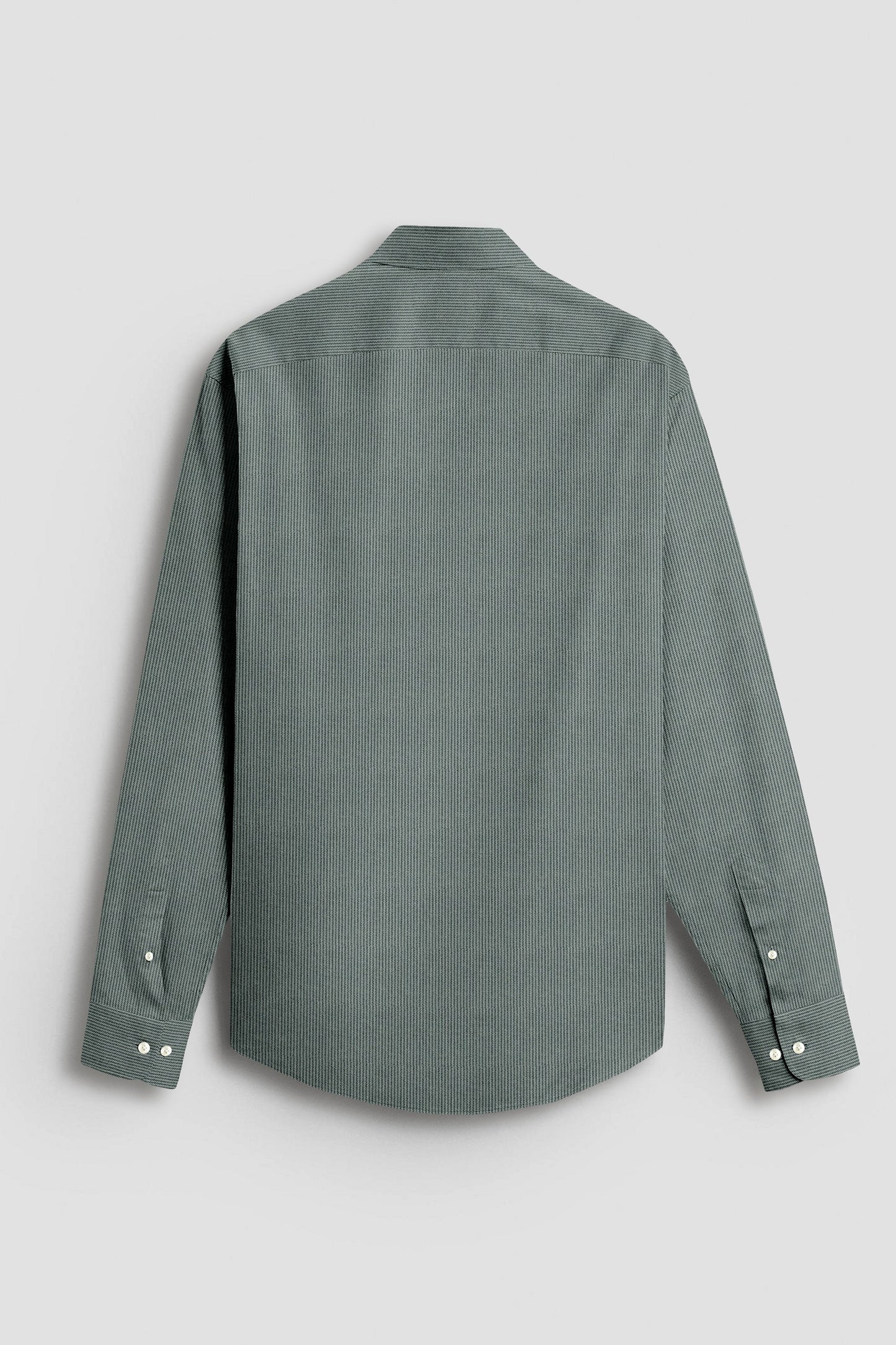 Frost Green and Coal Black Herringbone Stripes Oxford Cotton Shirt