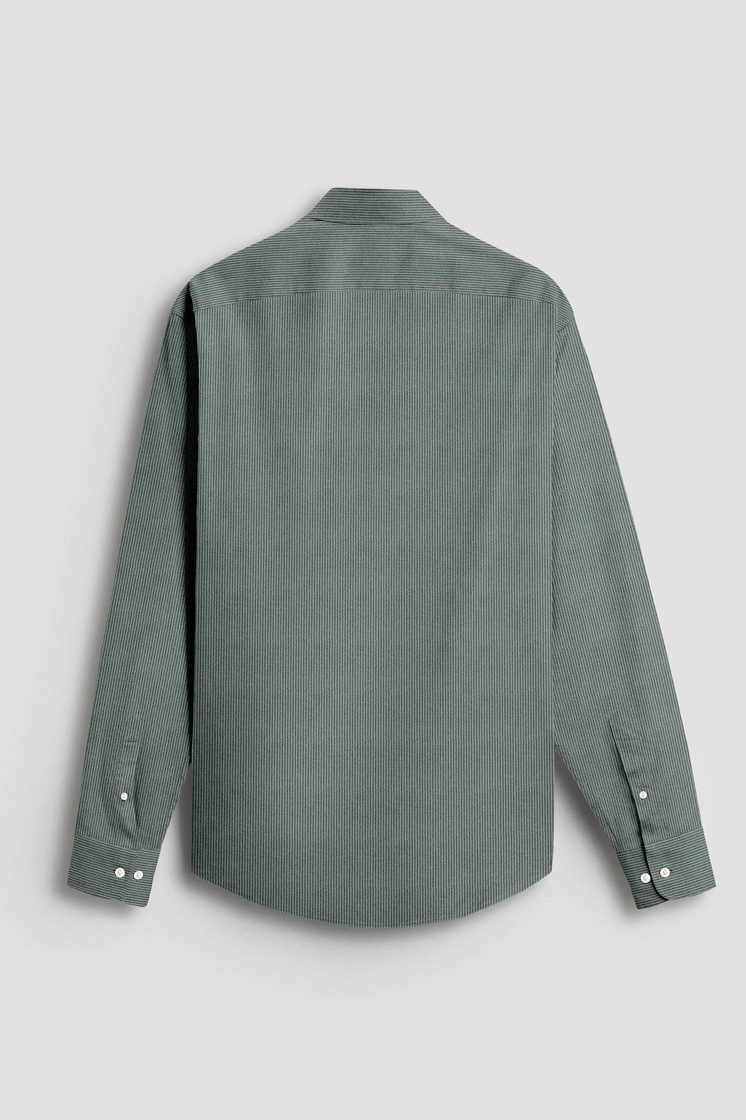 Frost Green and Coal Black Herringbone Stripes Oxford Cotton Shirt