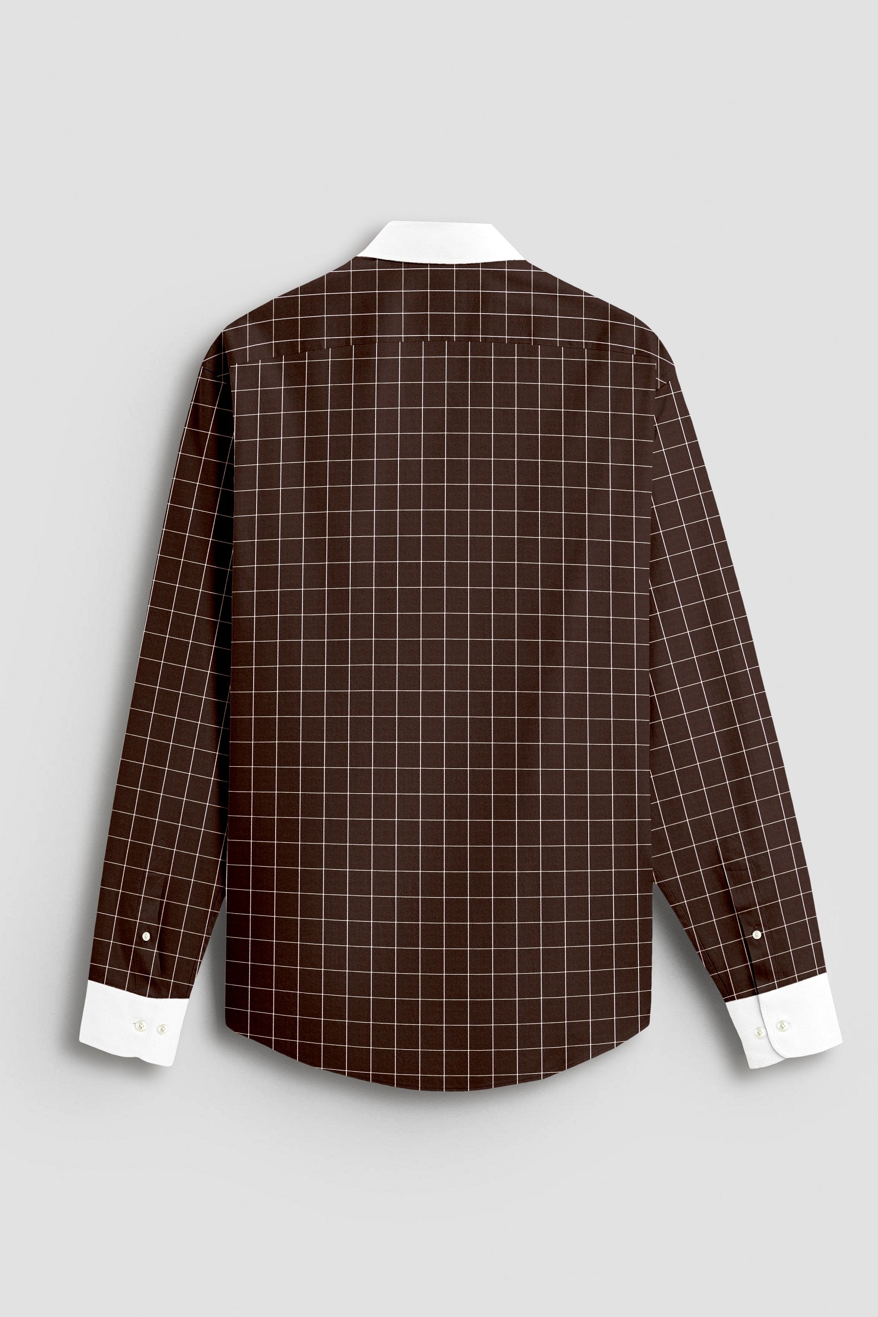 Peat Brown And Salt White Graph Checks Designer Cotton Shirt