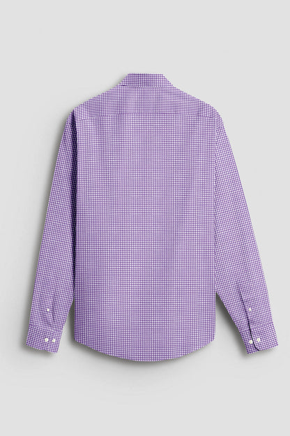 Bellflower Purple and White Gingham Checks Cotton Shirt