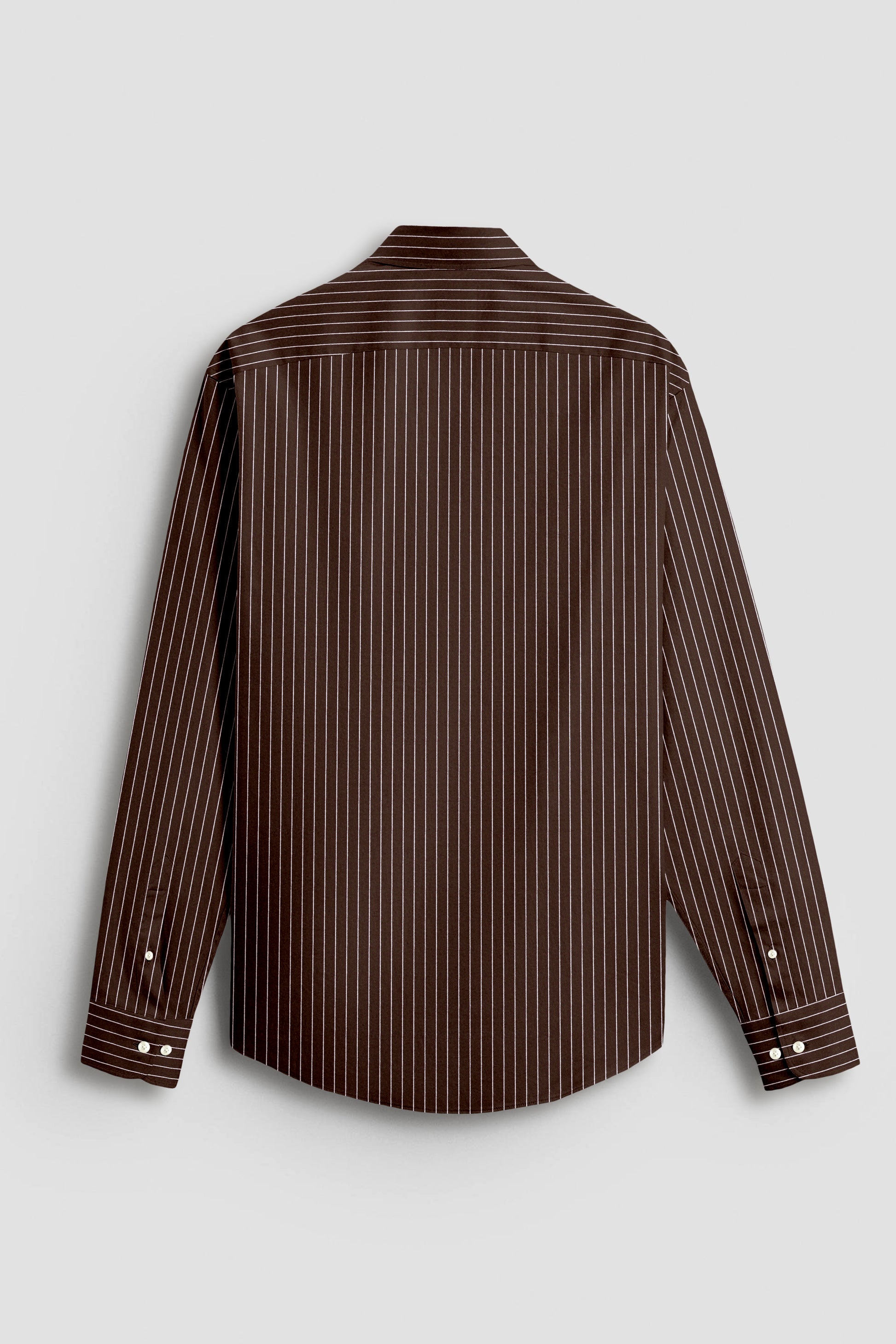 Truffle Brown and Salt White Pinstripes Cotton Shirt