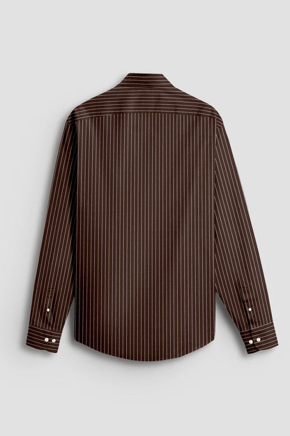 Truffle Brown and Salt White Pinstripes Cotton Shirt