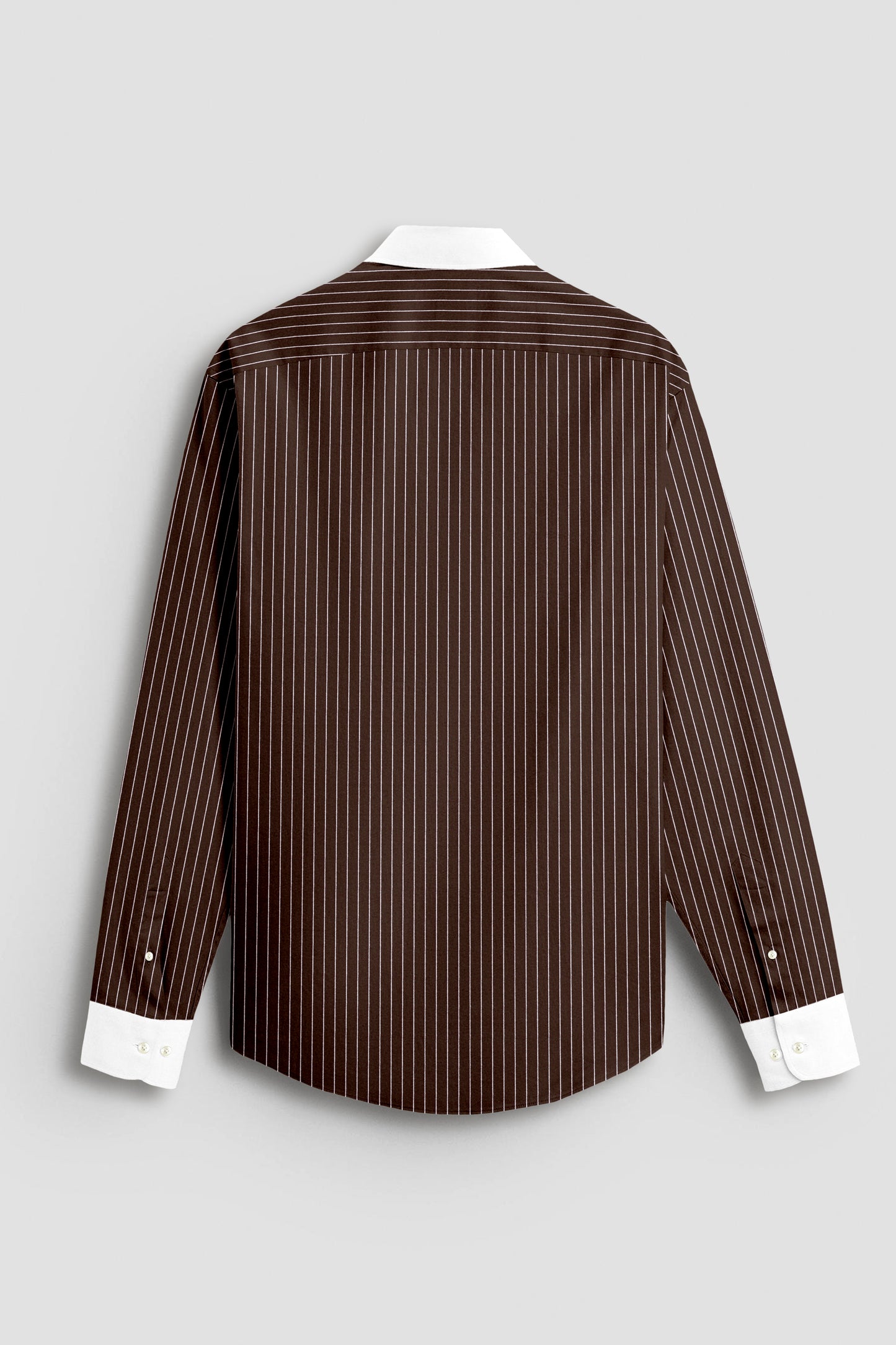 Truffle Brown and Salt White Pinstripes Designer Cotton Shirt