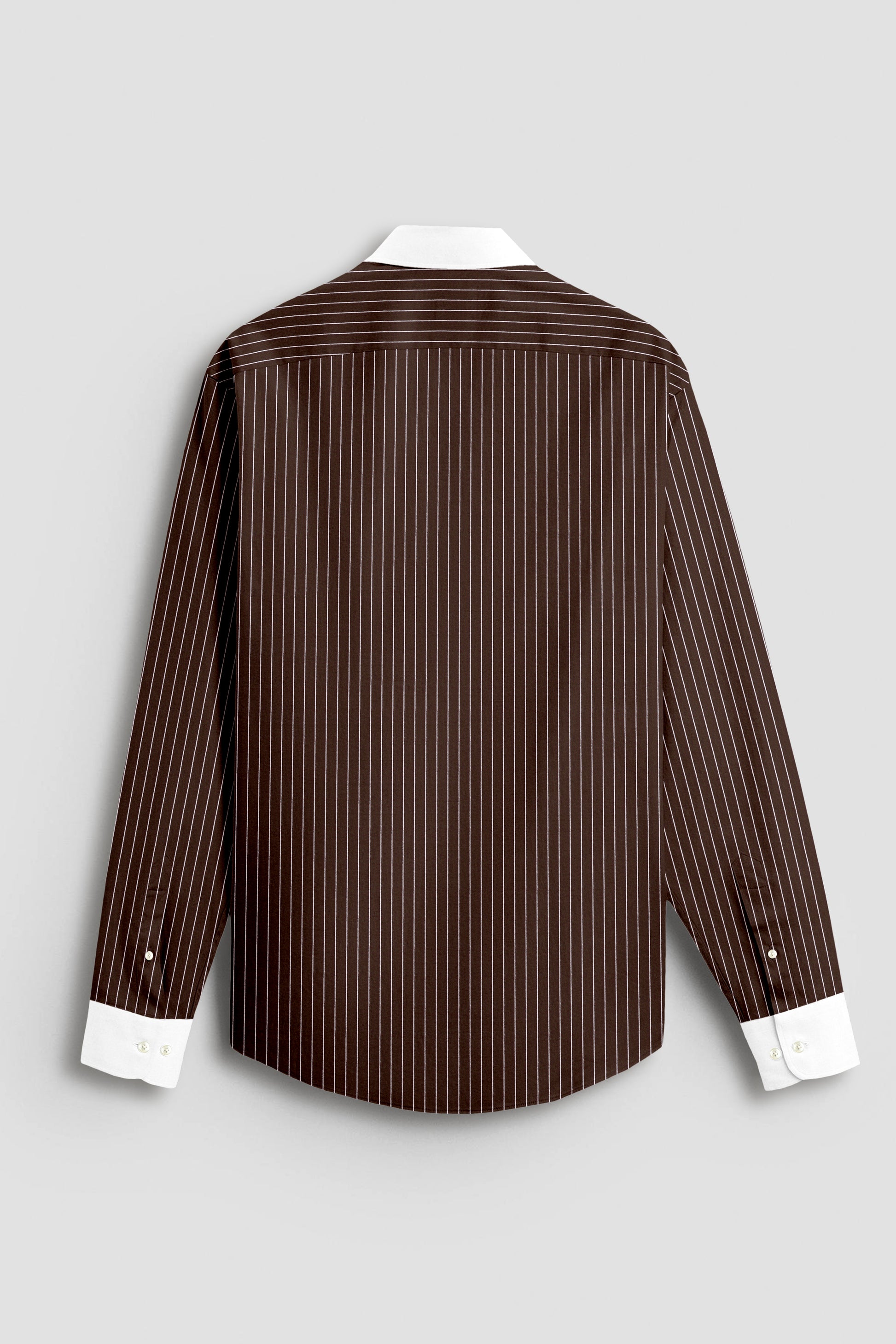 Truffle Brown and Salt White Pinstripes Designer Cotton Shirt