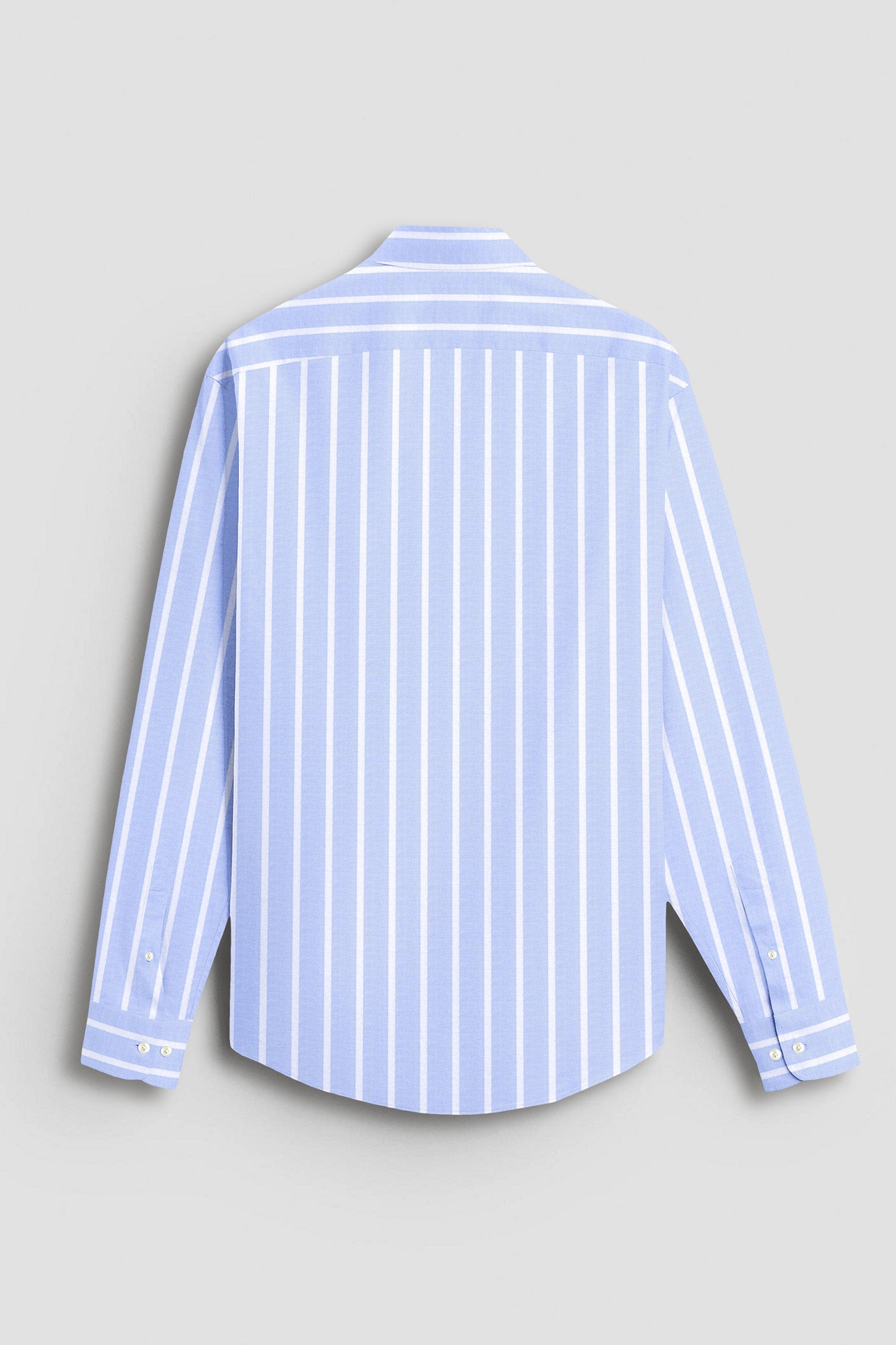 Brunnera Blue and Flash White Chalk Stripes Oxford Cotton Shirt
