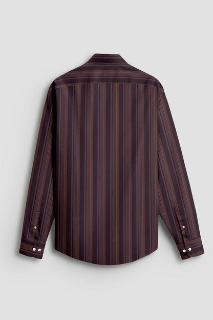 Black With Garnet Red and Beige with Moon White Dash Stripes 2 Ply Giza Cotton Shirt