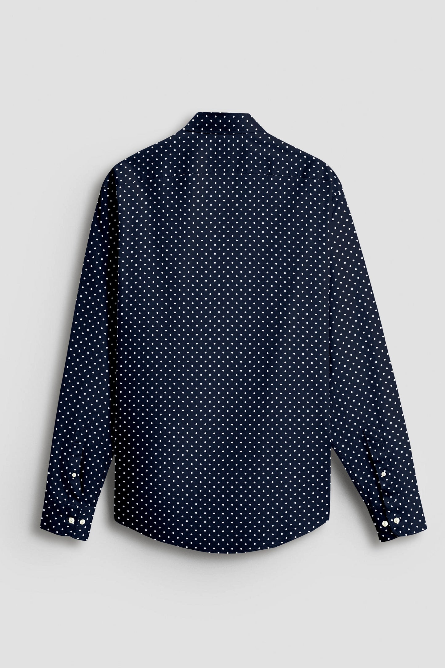 Sodalite Blue and Snow White Polka Dots Printed Cotton Shirt