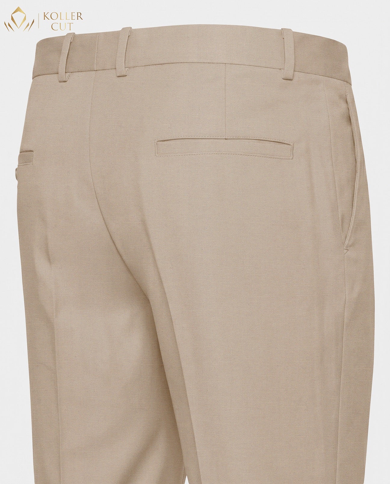 Beige Wool Rich Slight Stretch Pant