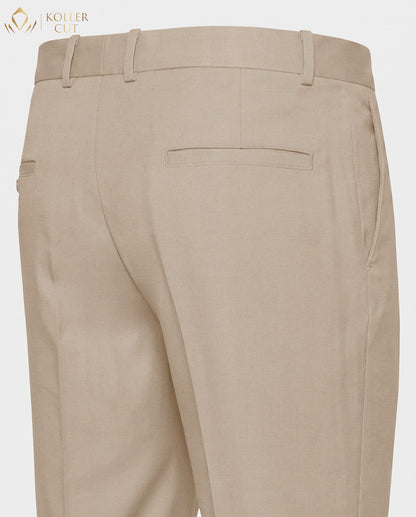 Beige Wool Rich Slight Stretch Pant