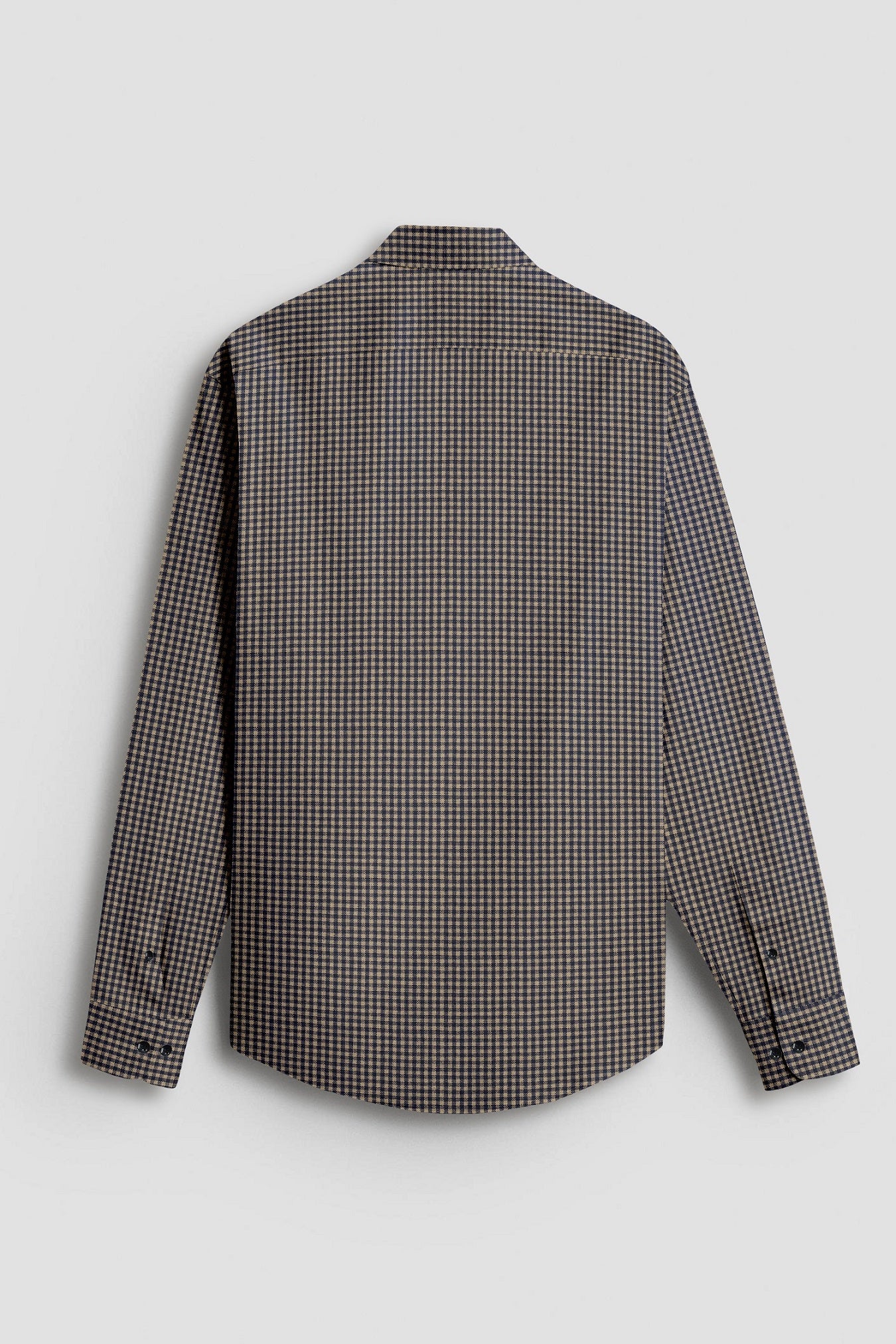 British Khaki and Midnight Blue Gingham Cotton Shirt