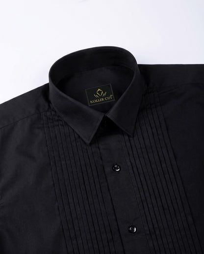 Grease Black Giza Cotton Tuxedo Shirt