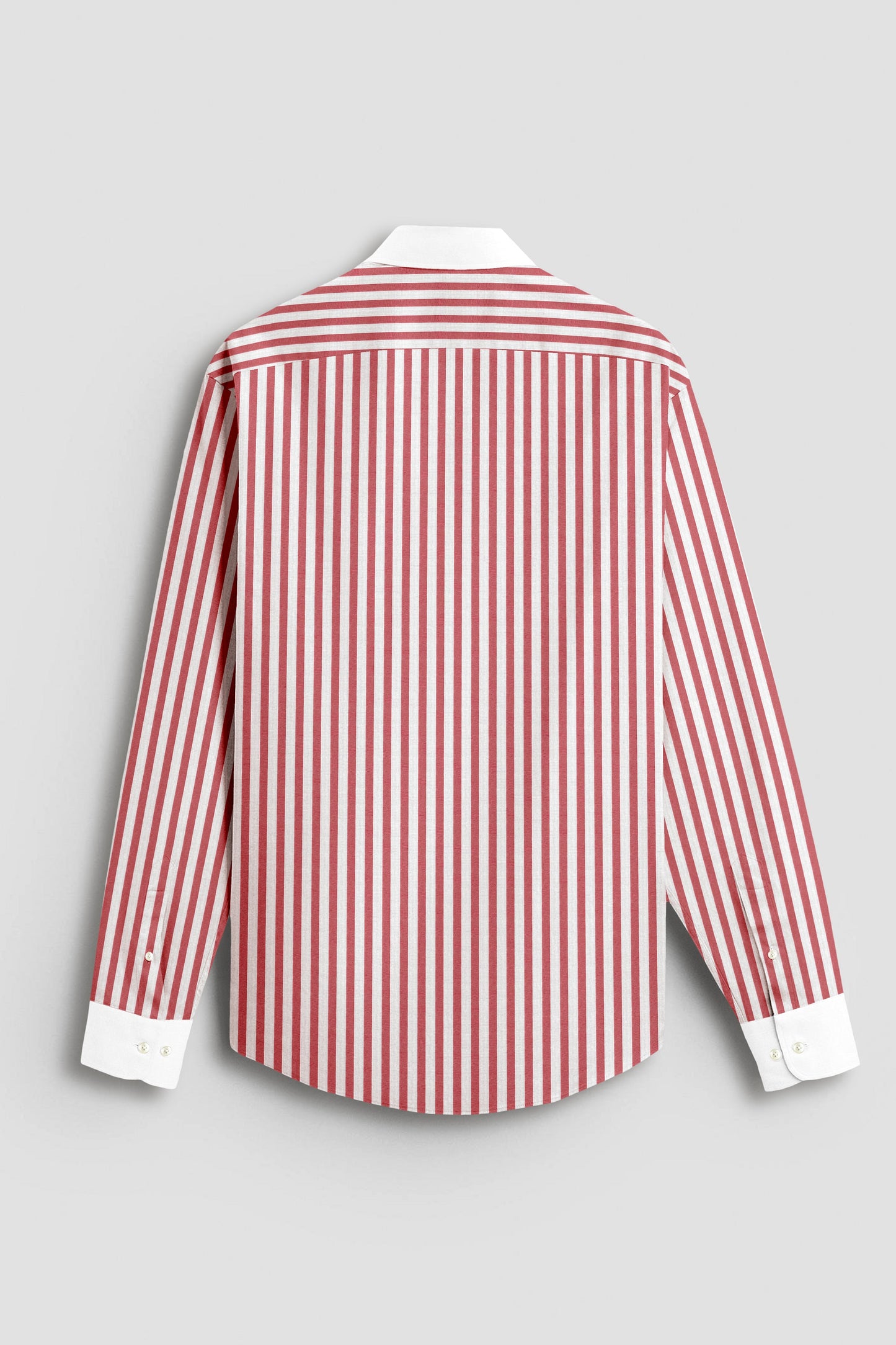 Sandalwood Red And Milky White Stripes Oxford Structured Designer Cotton Shirt