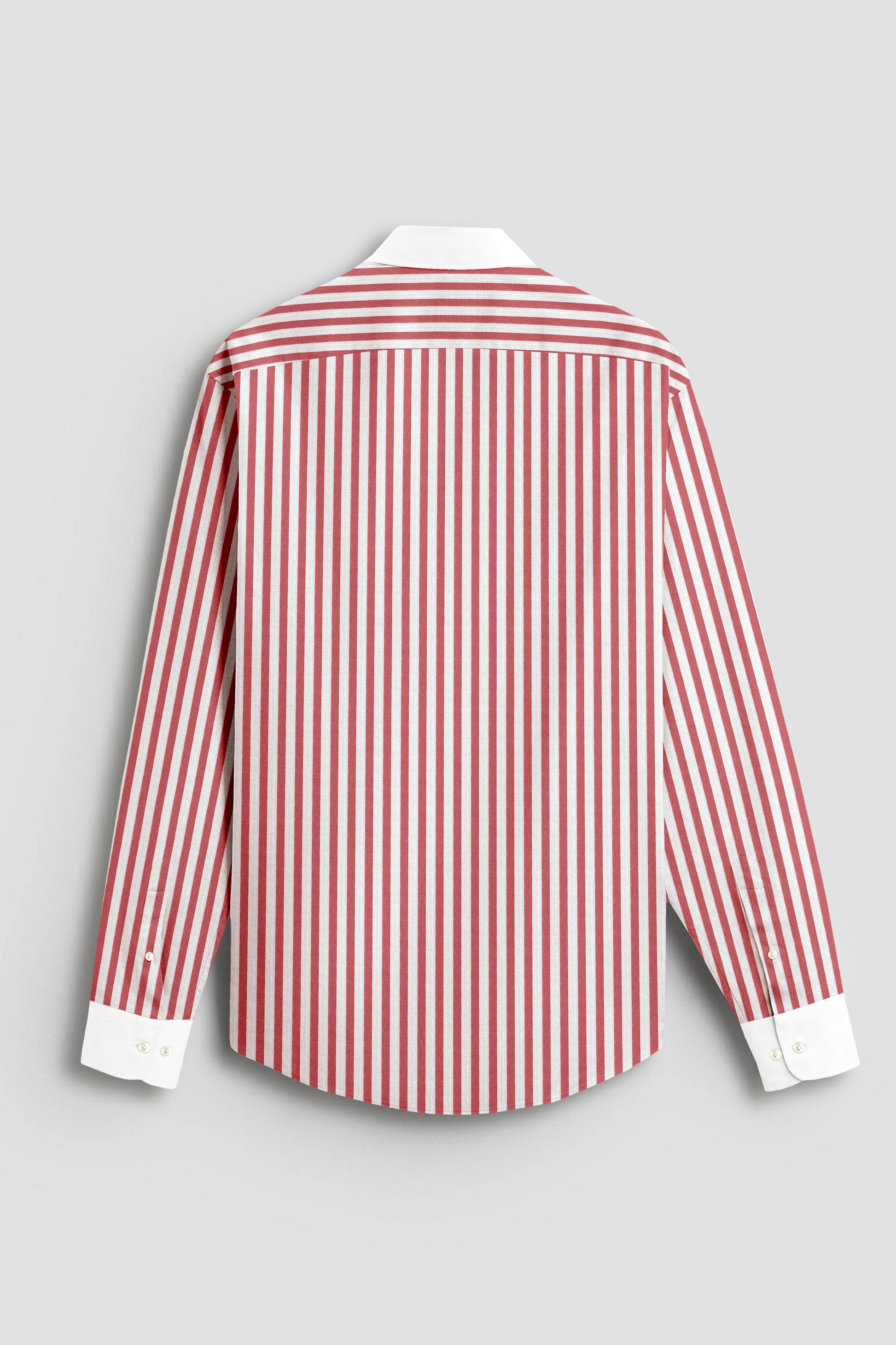 Sandalwood Red And Milky White Stripes Oxford Structured Designer Cotton Shirt