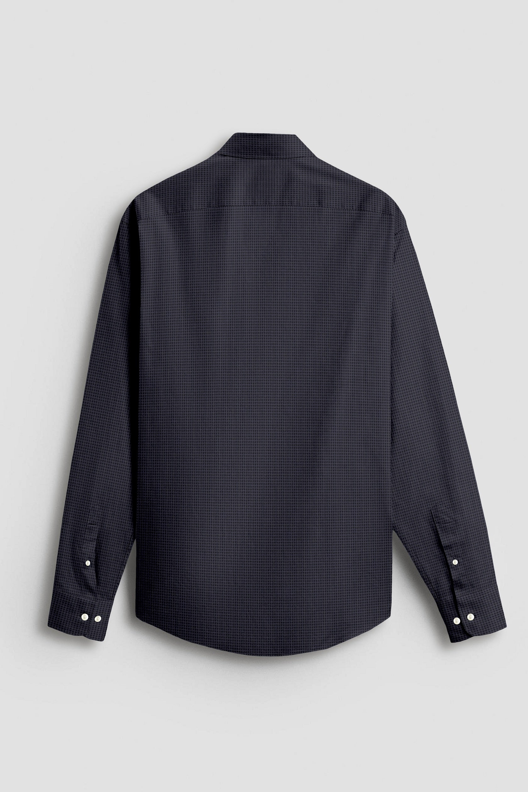 Onyx Black and Mysterioso Grey Hounds Tooth Checks 2 Ply Giza Cotton Shirt