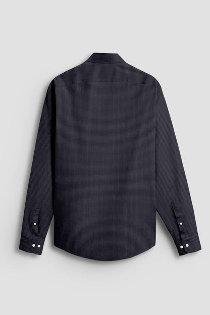 Onyx Black and Mysterioso Grey Hounds Tooth Checks 2 Ply Giza Cotton Shirt
