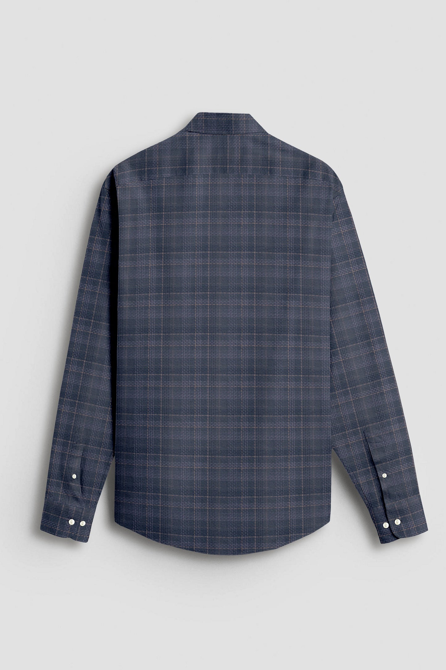 Charcoal Grey With Parsnip Yellow and Pearl Pink Windowpane Checks 2 ply Giza Cotton Shirt