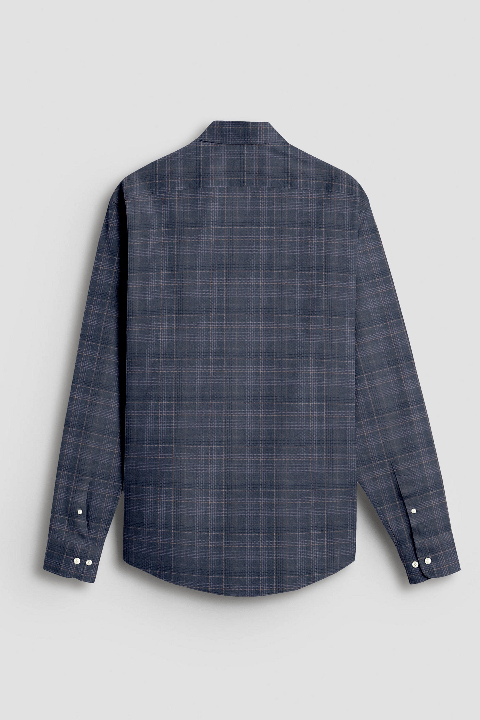 Charcoal Grey With Parsnip Yellow and Pearl Pink Windowpane Checks 2 ply Giza Cotton Shirt