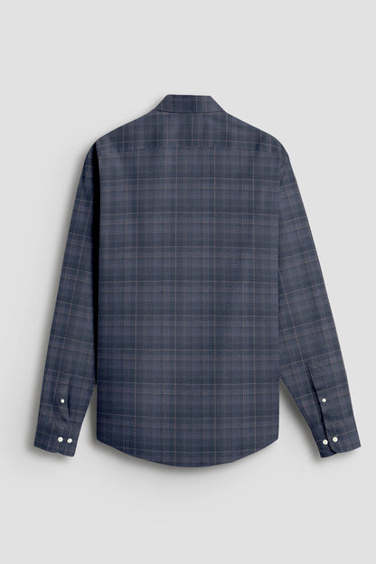 Charcoal Grey With Parsnip Yellow and Pearl Pink Windowpane Checks 2 ply Giza Cotton Shirt