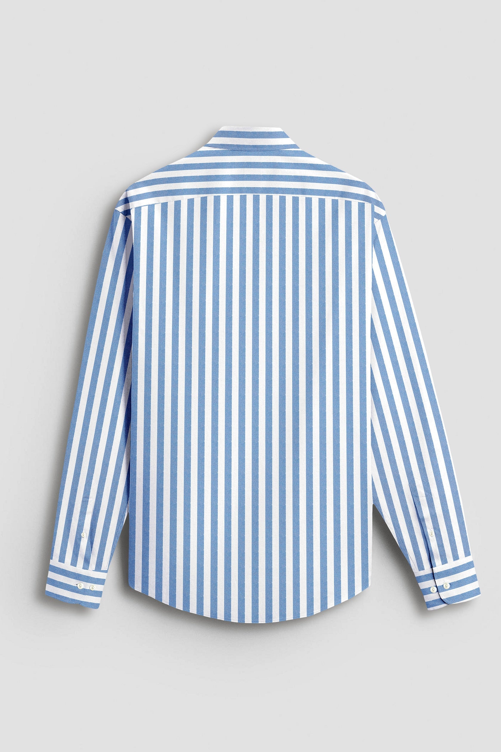 White and Danube Blue Chalk Stripes Oxford Cotton Shirt