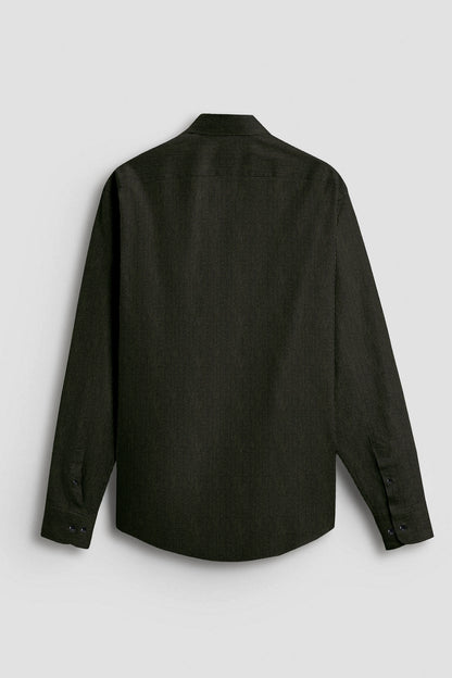 Jade Black and Spruce Green Herringbone Stripes Oxford Cotton Shirt
