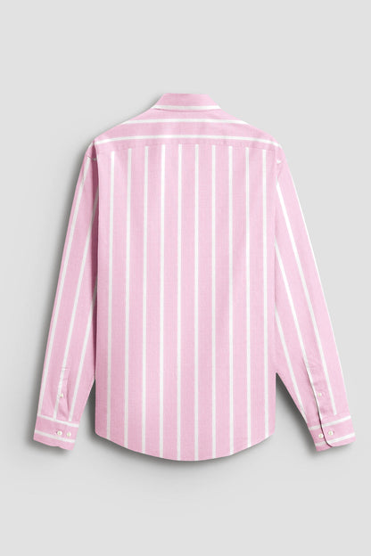 White and Reverie Pink Multitrack Stripes Cotton Shirt