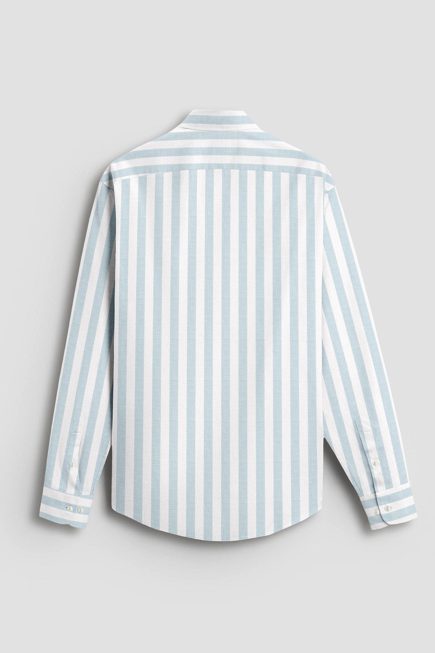 White and Gossamer Green Stripes Cotton Linen Shirt